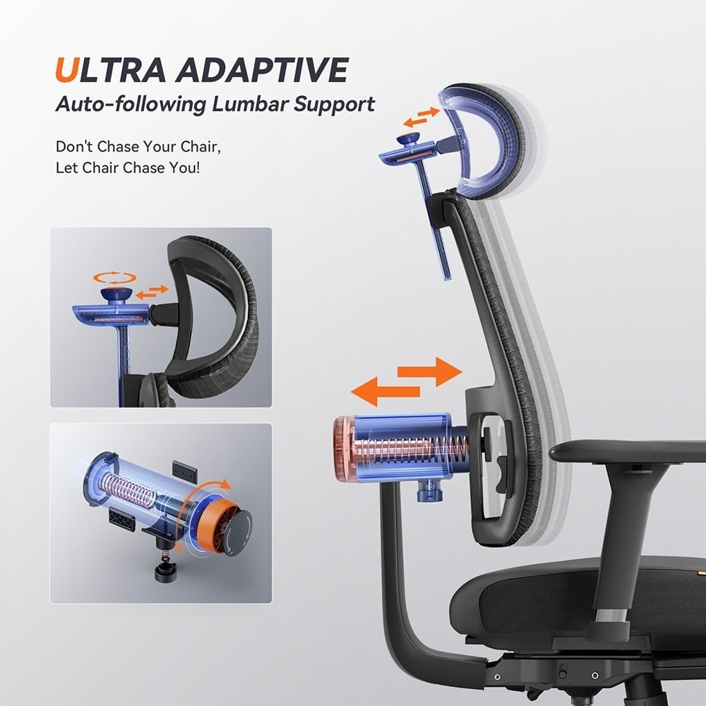 Close-up of the auto-following lumbar