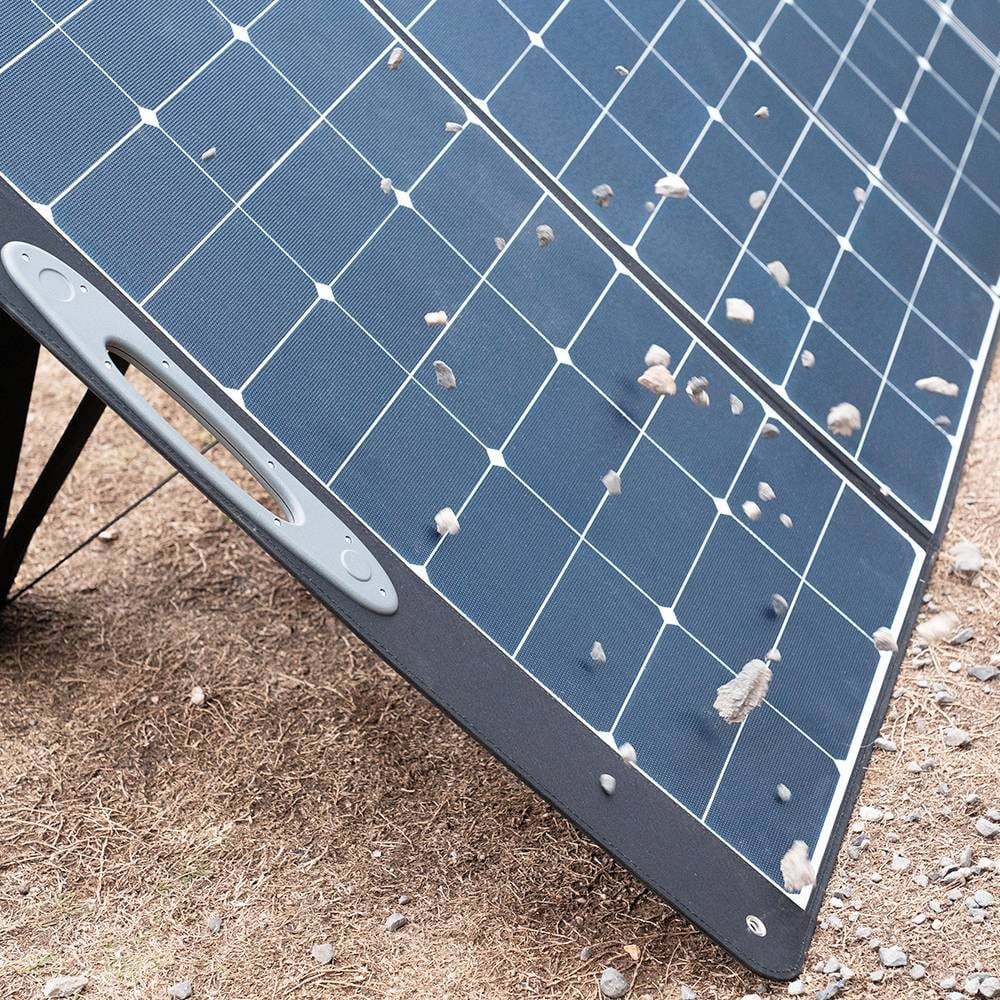 The panel surface laid out outdoors