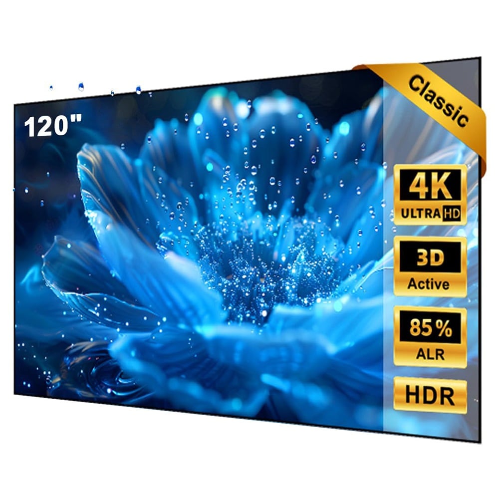 The 120-inch screen from the front