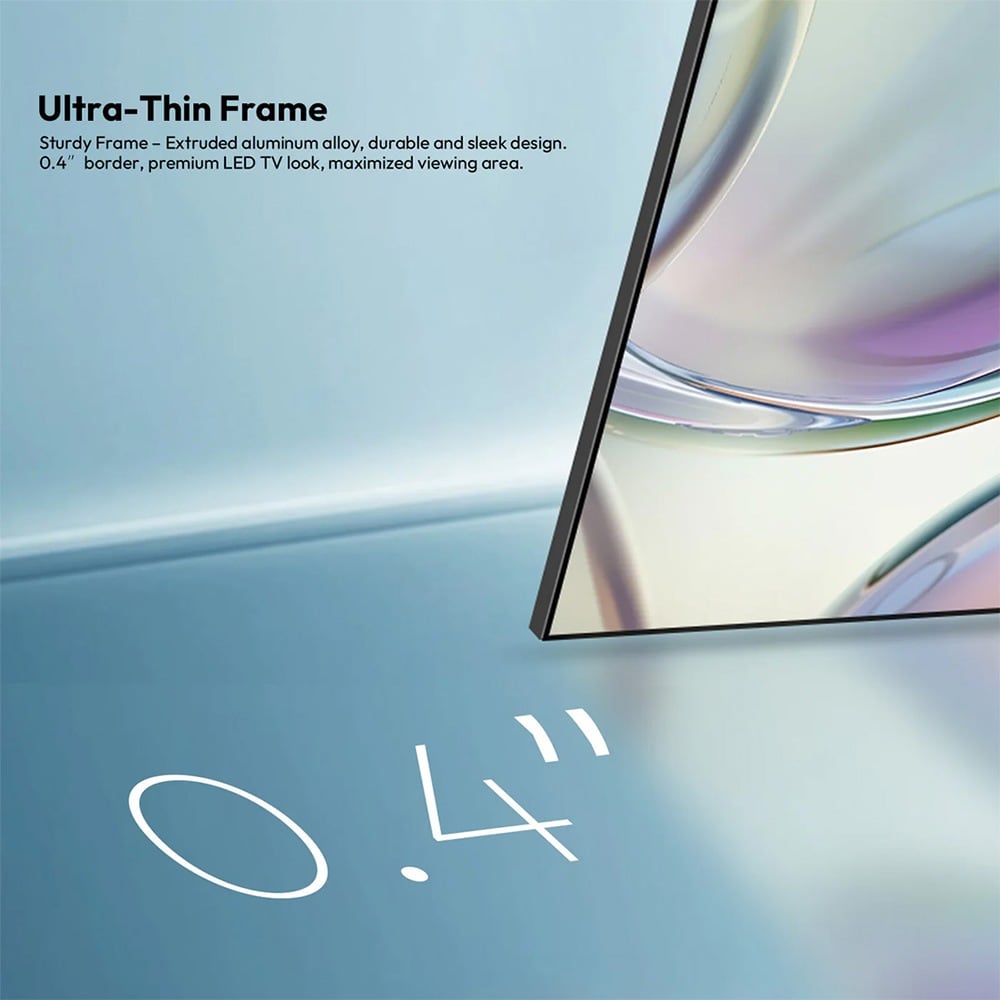 The thin 0.4-inch bezel