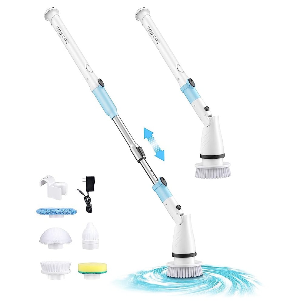 The scrubber with its five heads and charger