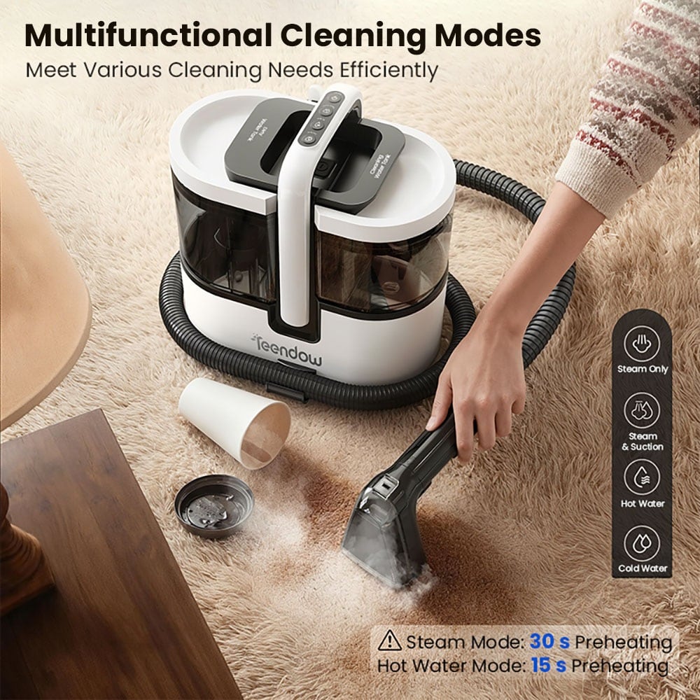 Cleaning a rug stain, with the mode panel