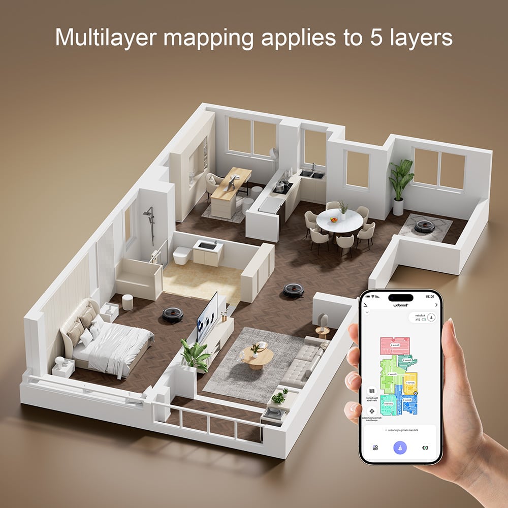 App showing a multi-floor map