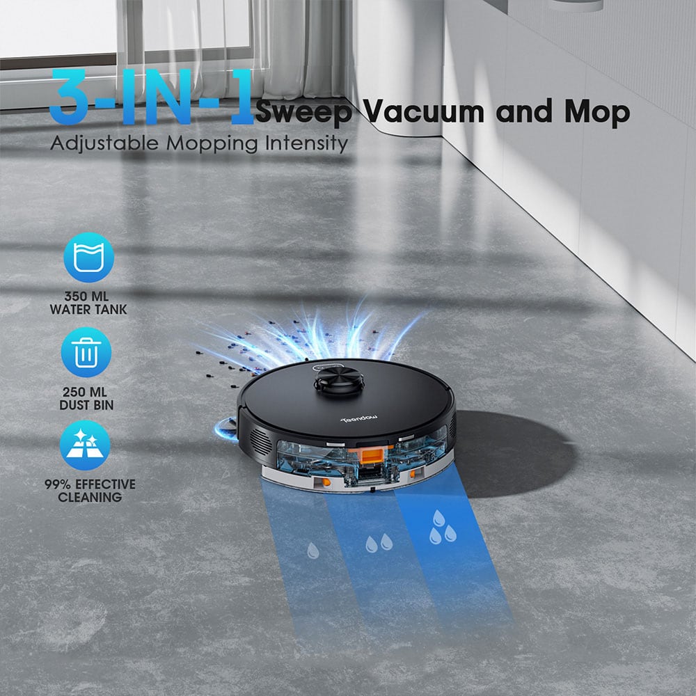 Sweep, vacuum and mop in one