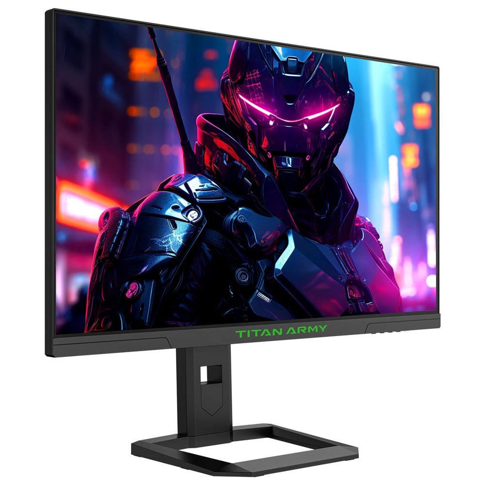 The black monitor on its square-base stand