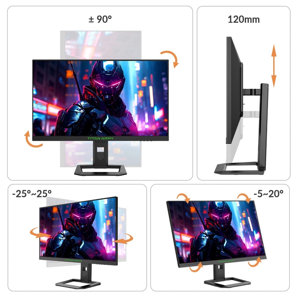 Pivot, height, swivel and tilt ranges