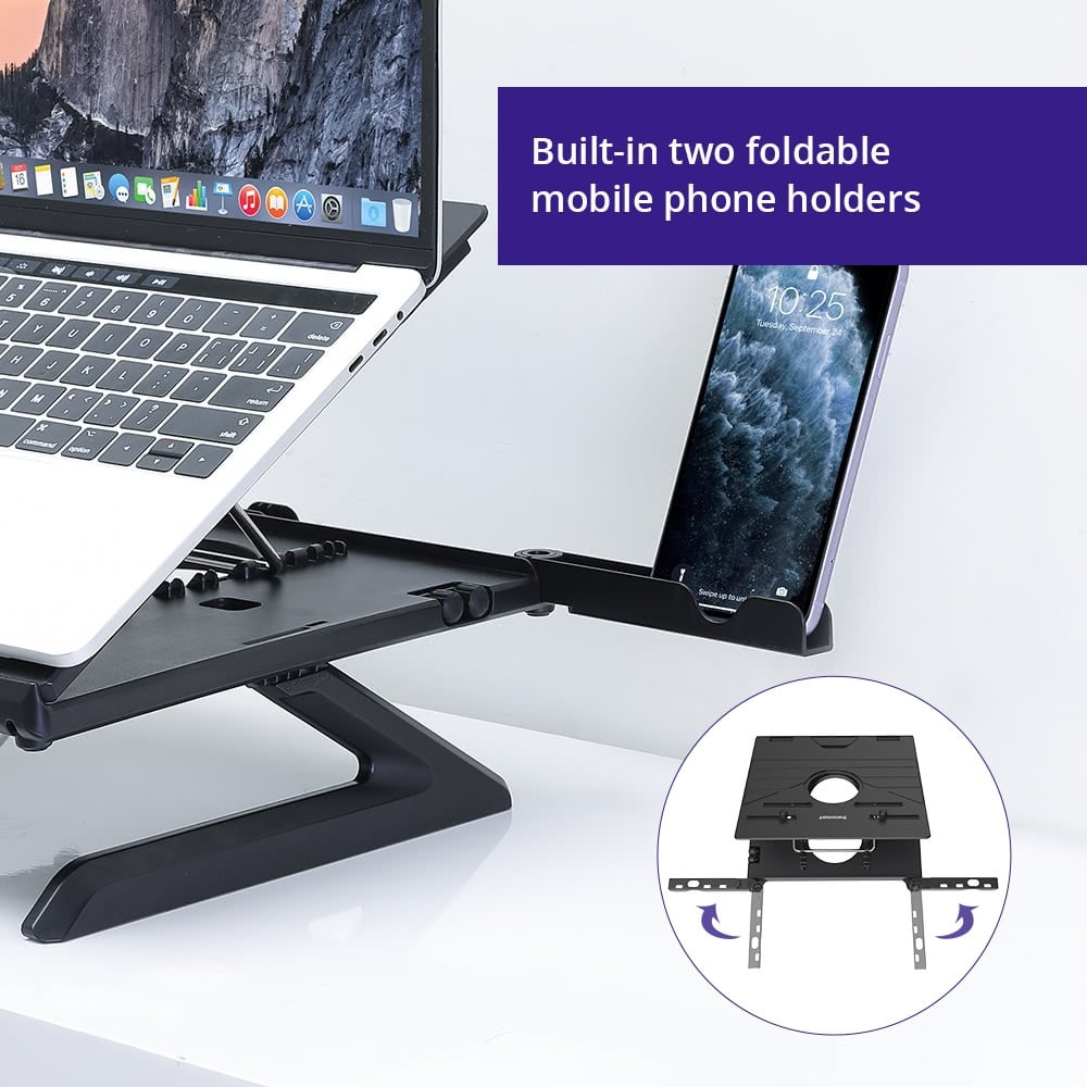 Close-up of the fold-out phone holder
