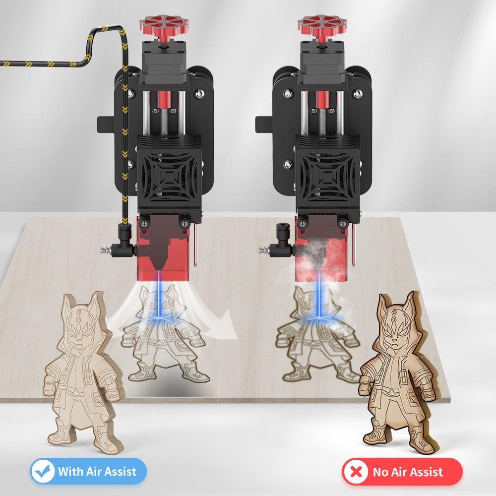 With and without air assist
