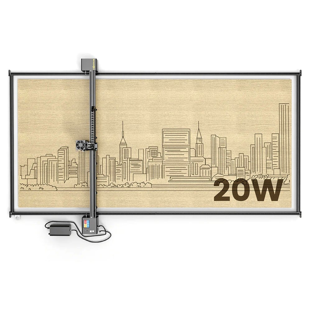 A city skyline engraved on the long extended frame
