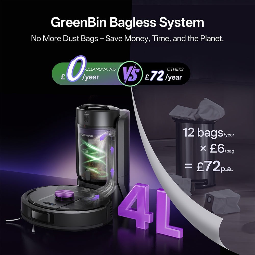 The bagless 4 L dust bin