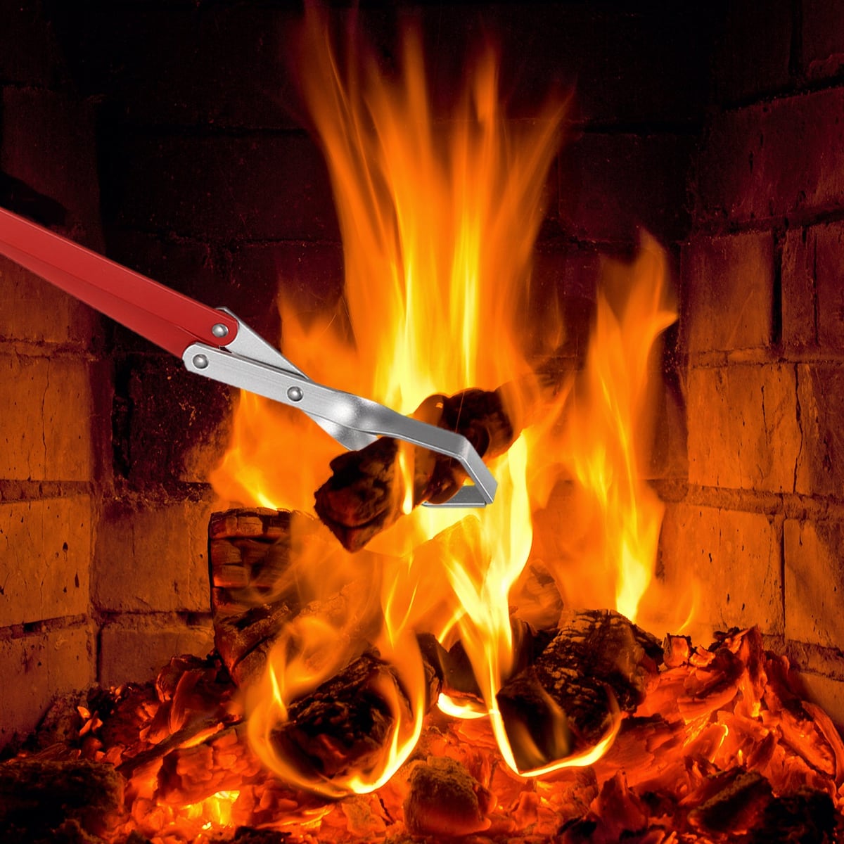 Moving wood in a fire