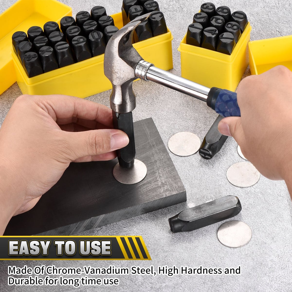 Stamping metal with a hammer