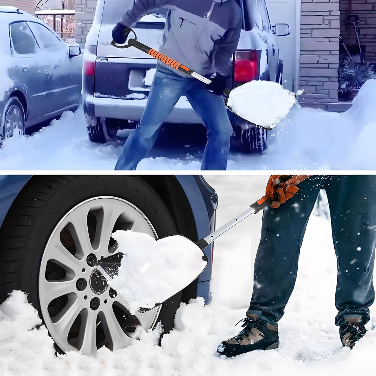 Quitando nieve de una rueda