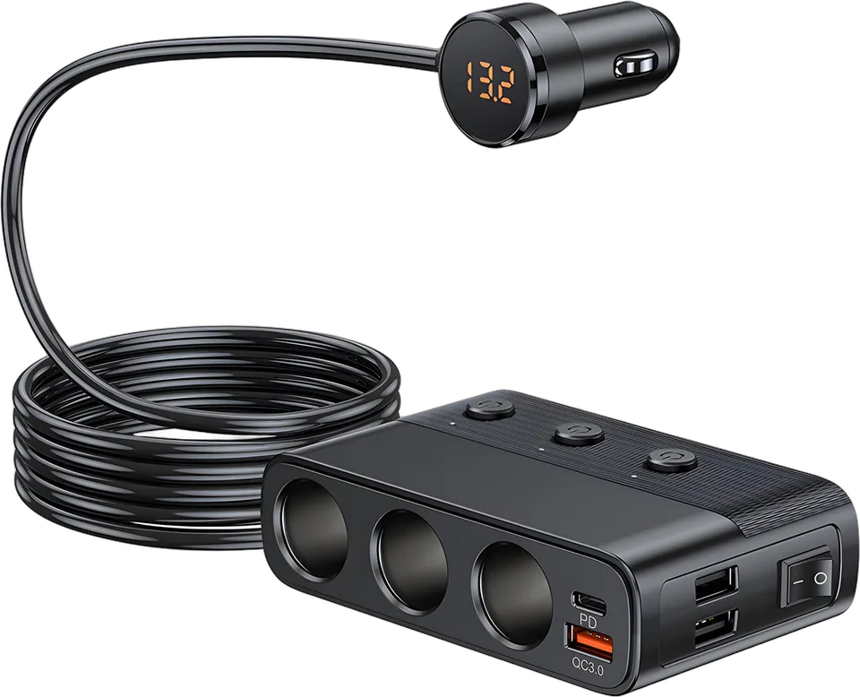 127W 7-in-1 car socket splitter