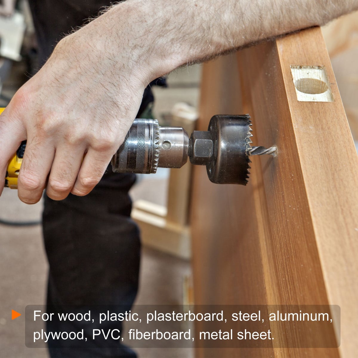 Cutting a hole in a wooden door