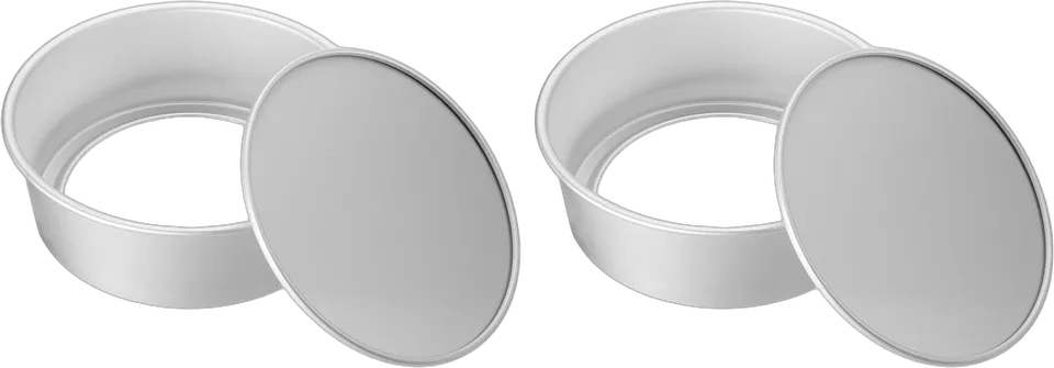 8" round cake pans with removable bottoms, 2 pcs