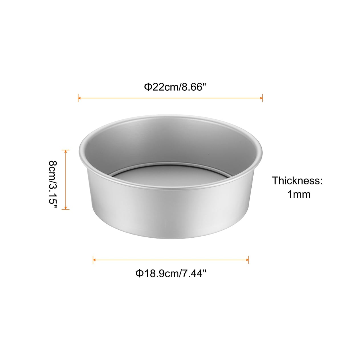 Diameter 22 cm, height 8 cm