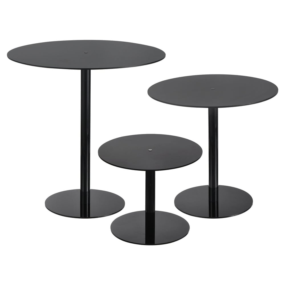 Three black cake stands