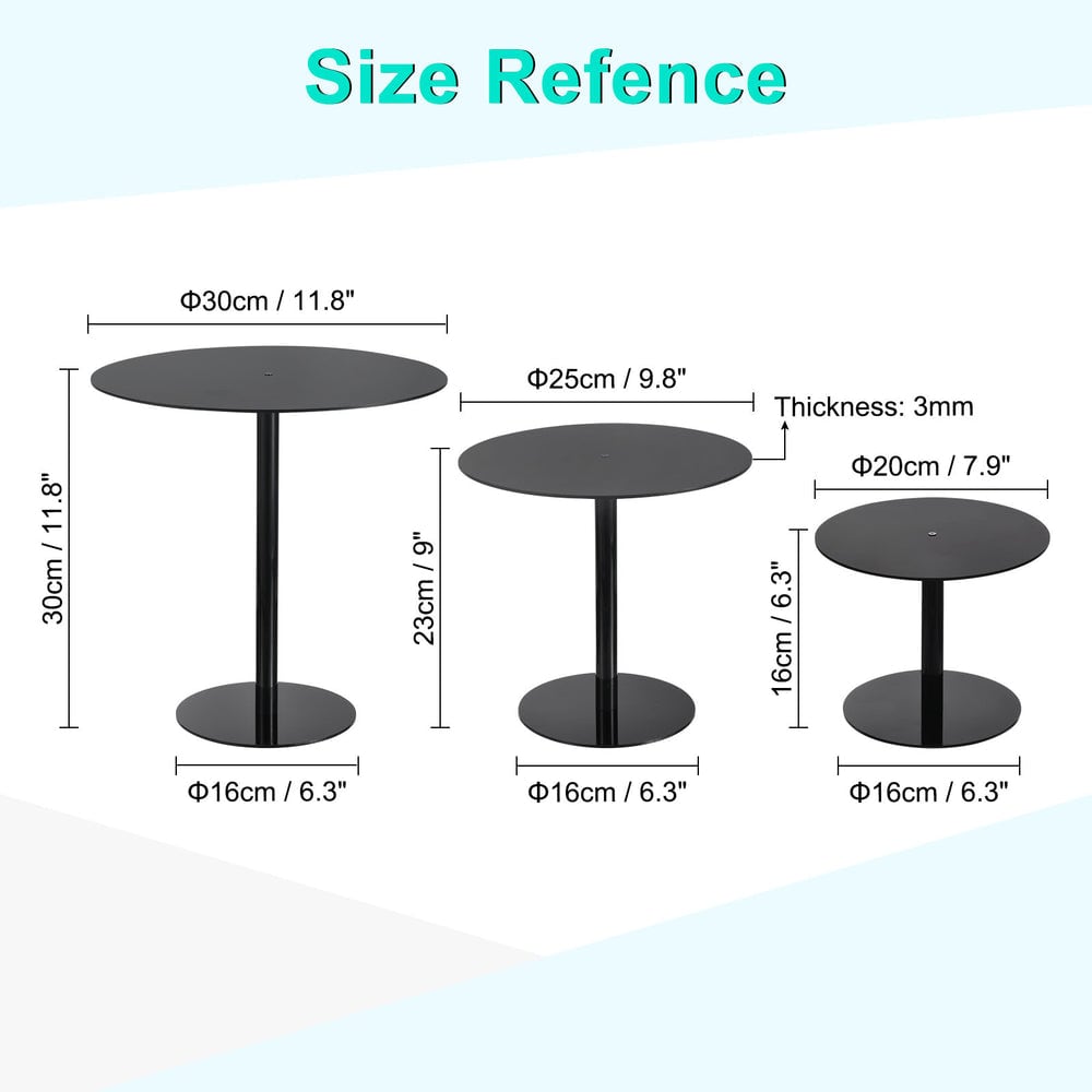 Diameter and height of each stand