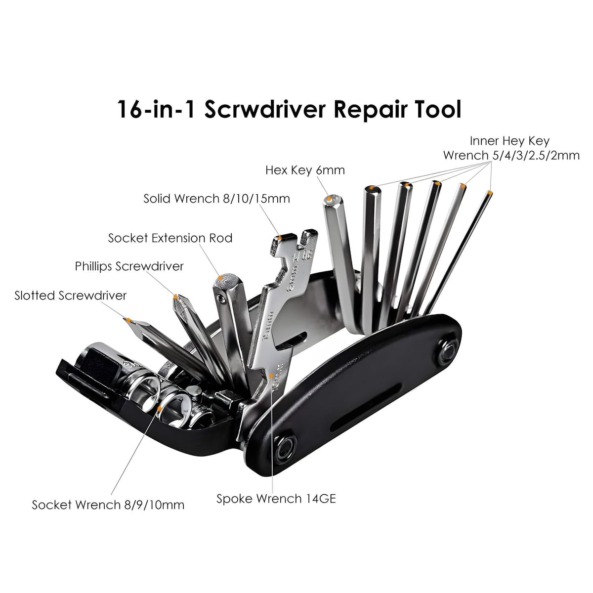 16-in-1 multi-tool functions