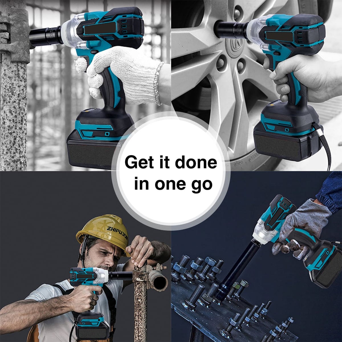 In use on a wheel and on site