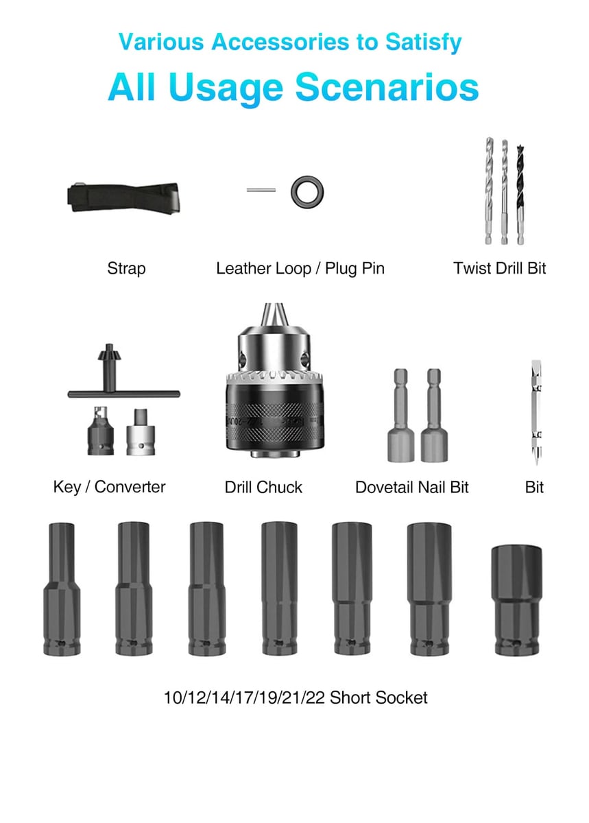 Included sockets and accessories