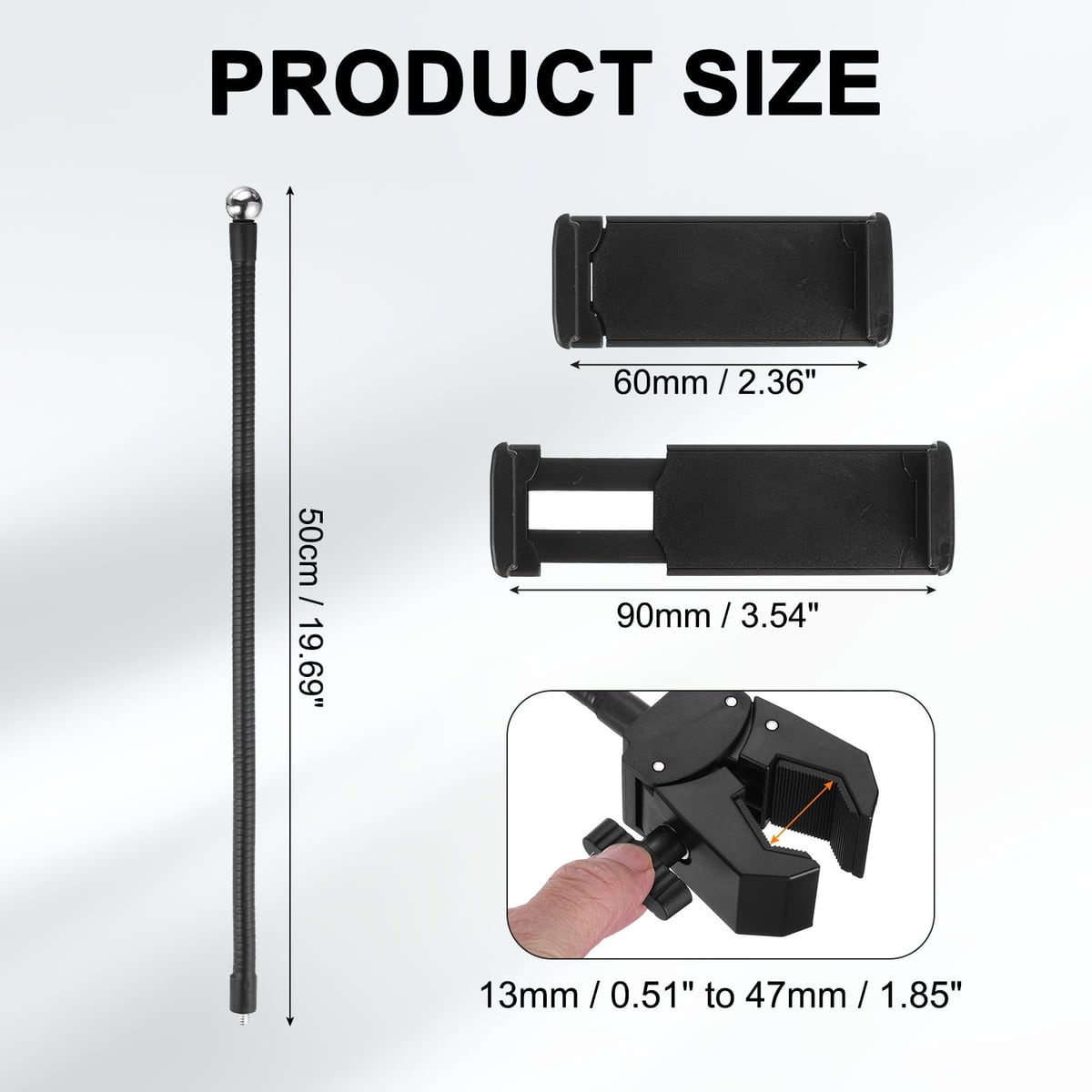 Gooseneck 50 cm and holder sizes