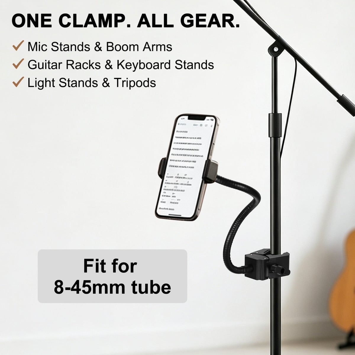 Mounted on a mic stand