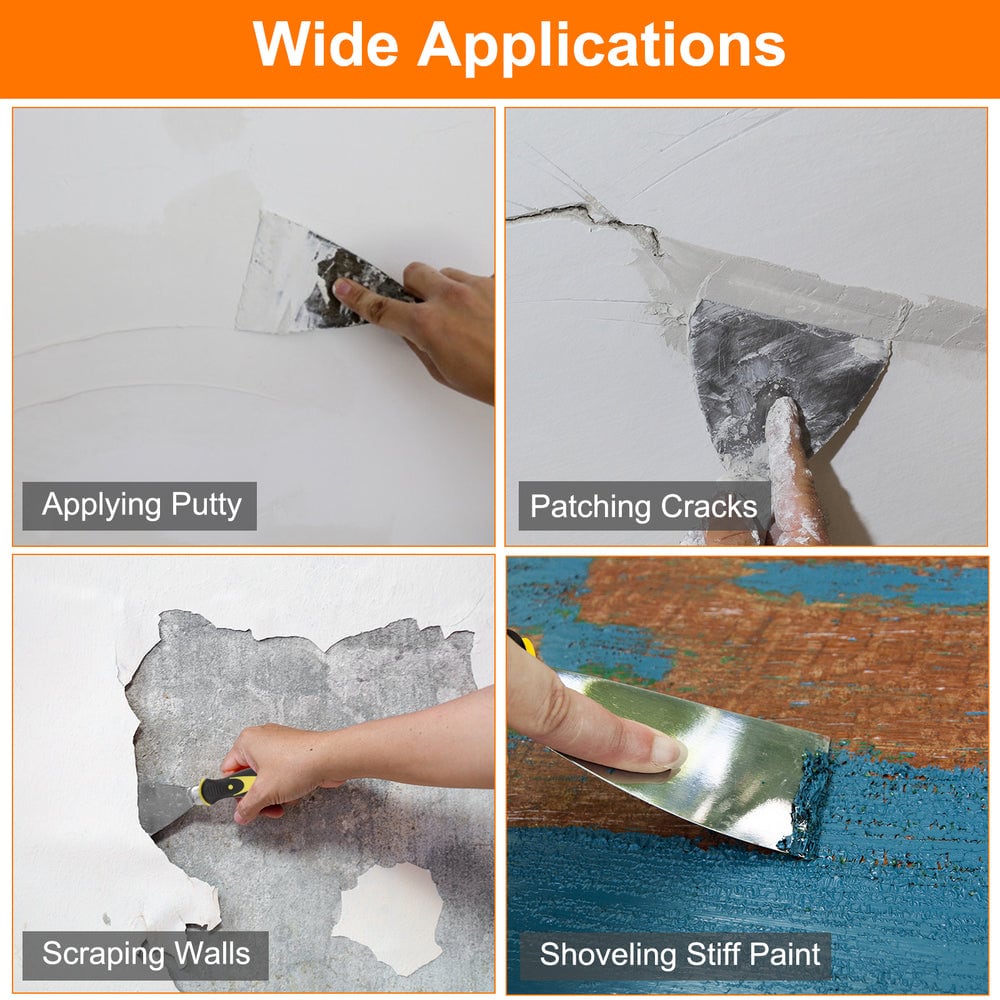 Applying putty and scraping paint