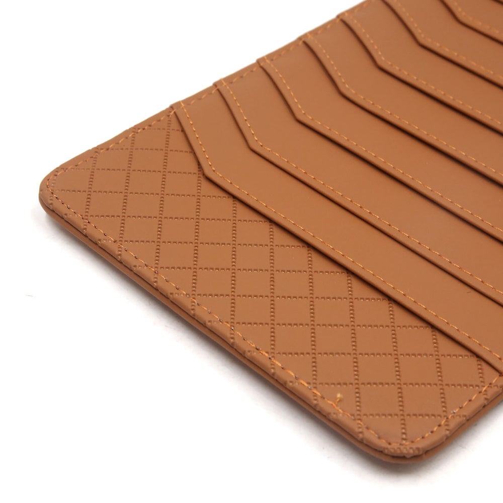 Diamond-stitched faux leather slots