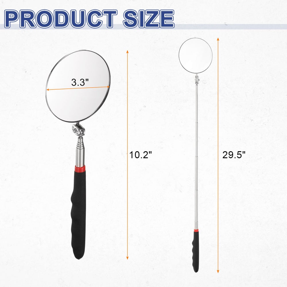 3.3" mirror, 10.2" to 29.5" long