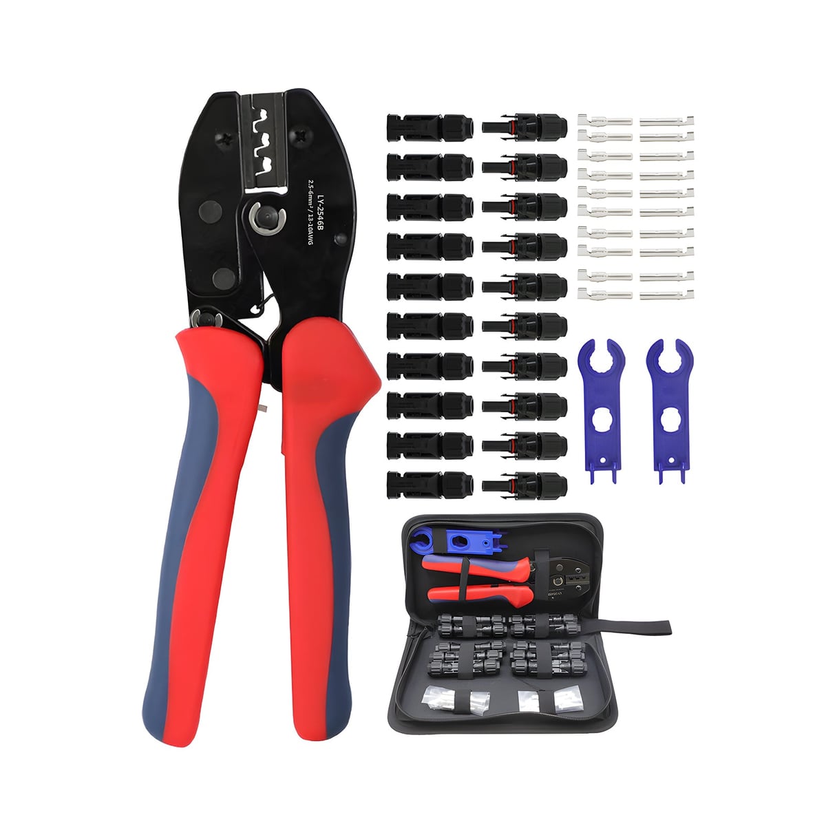 Crimper, connectors, terminals and spanners