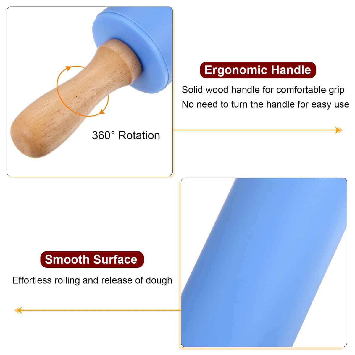 Rotating wood handle and smooth surface