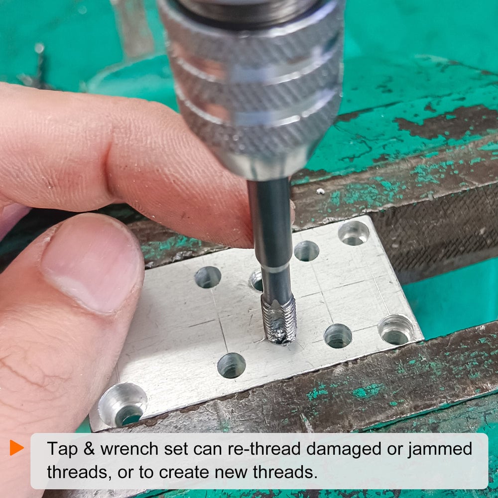 Cutting threads in a metal plate