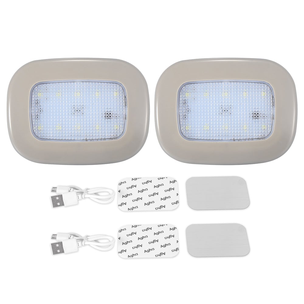 Dos luces con cables USB, placas y cinta