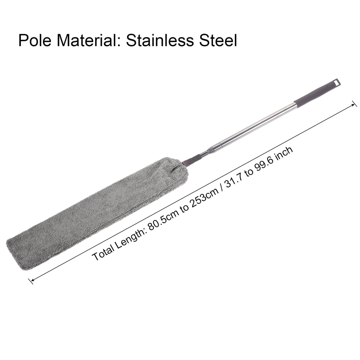 Stainless pole, 80.5–253 cm overall