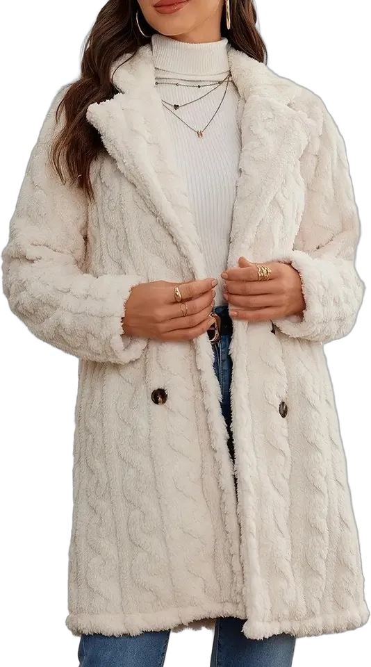 Cable-pattern fleece coat