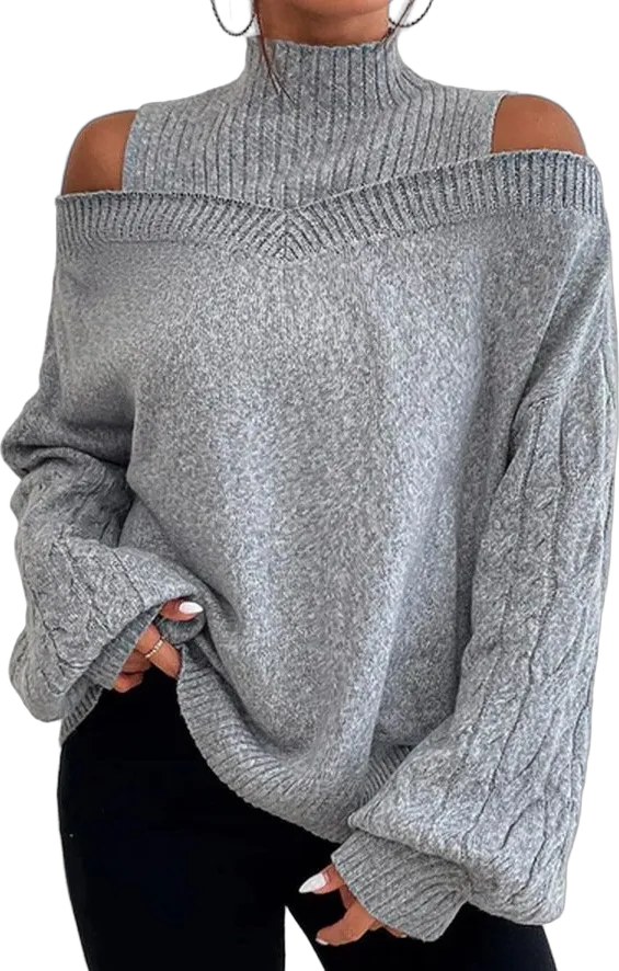 Cold-shoulder turtleneck sweater