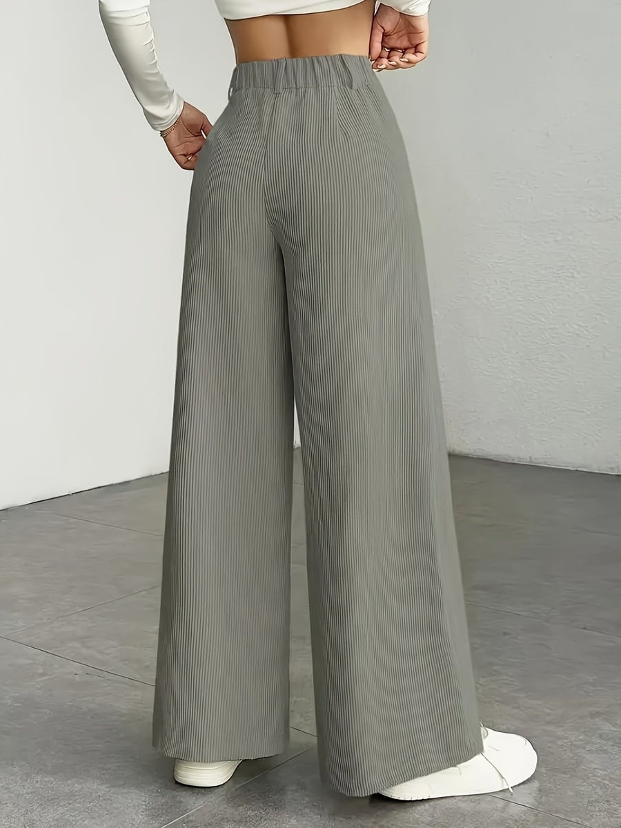 Gray pants from the back, showing the elastic