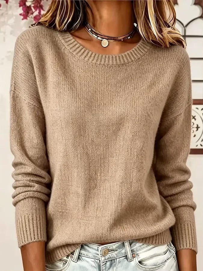 Khaki crew-neck sweater