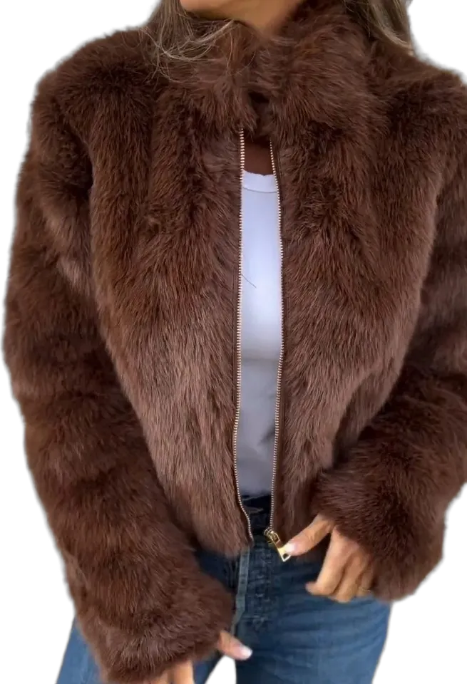 Cropped faux fur jacket