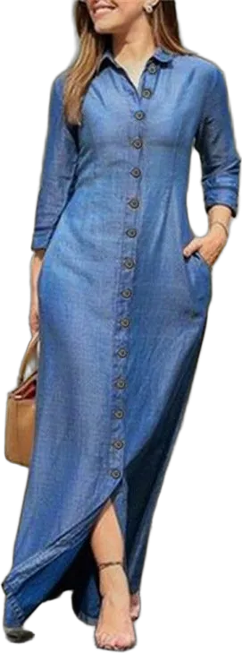 Denim maxi shirt dress
