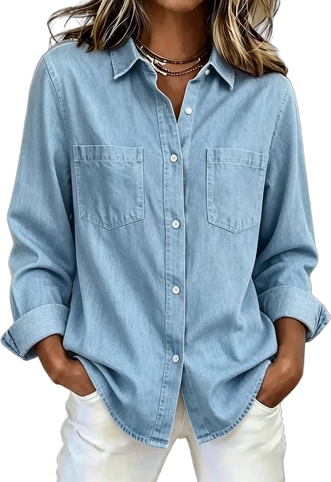 Denim-look pocket shirt