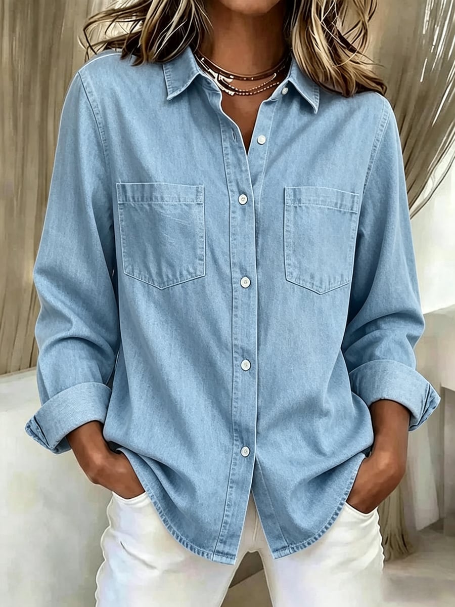 Camisa azul de frente