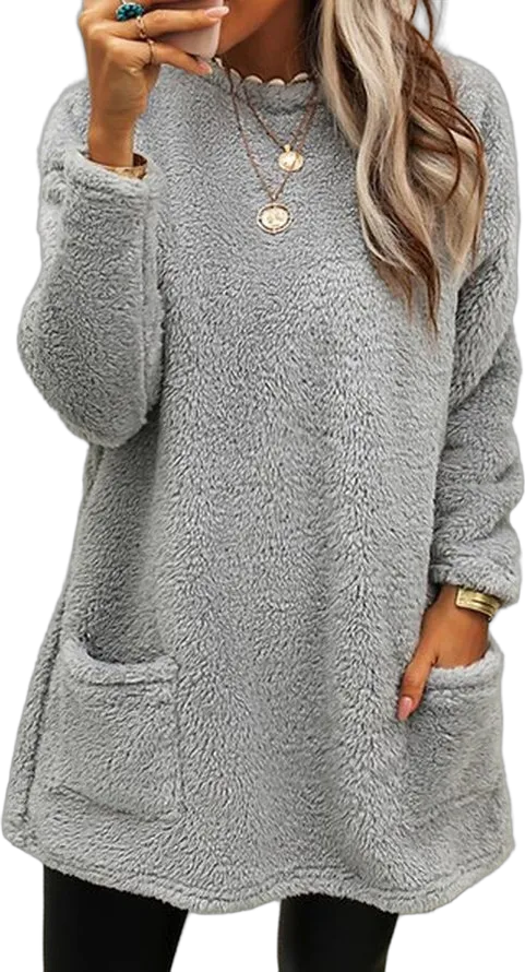 Fluffy fleece pocket dress