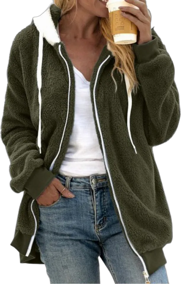 Fleece zip-up hoodie jacket