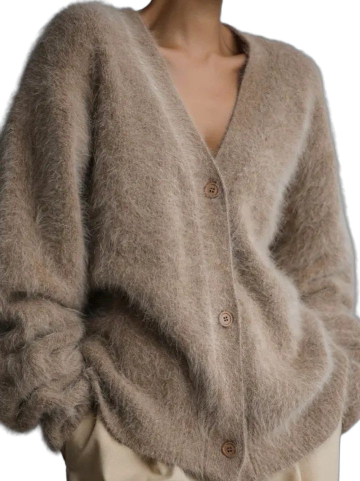 Fluffy button cardigan