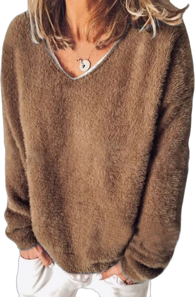 Fuzzy V-neck sweater