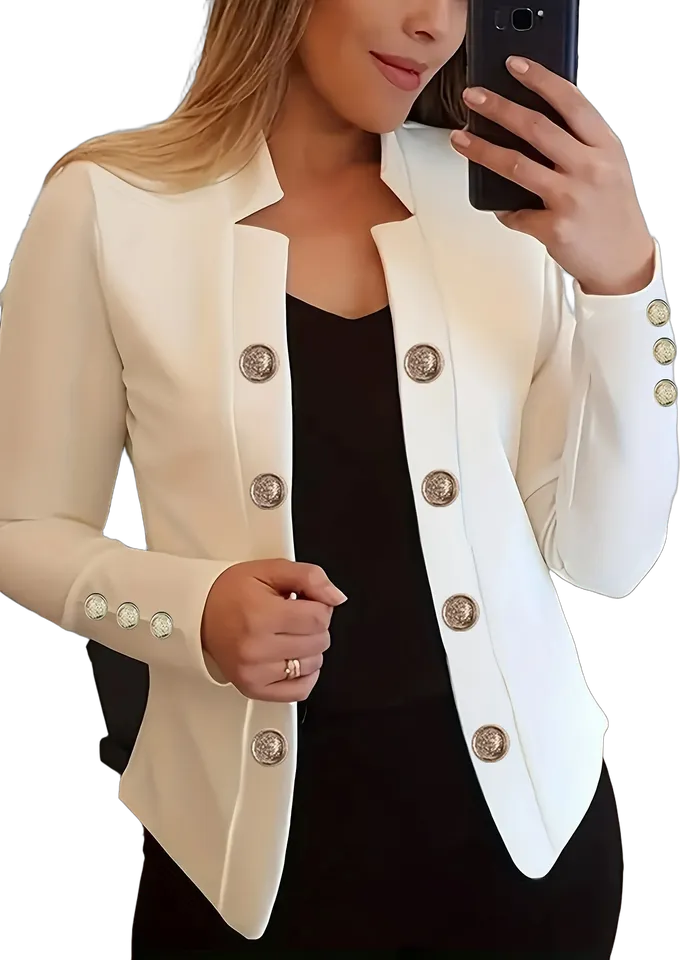 Gold-button notch-neck jacket