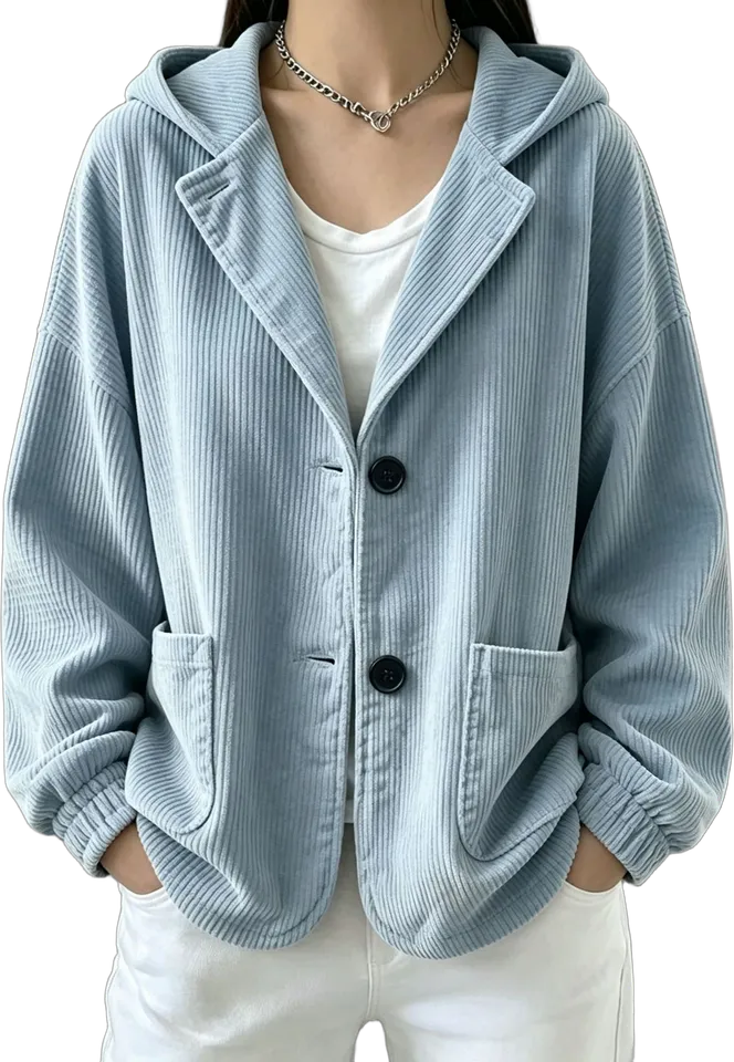 Hooded corduroy shirt jacket